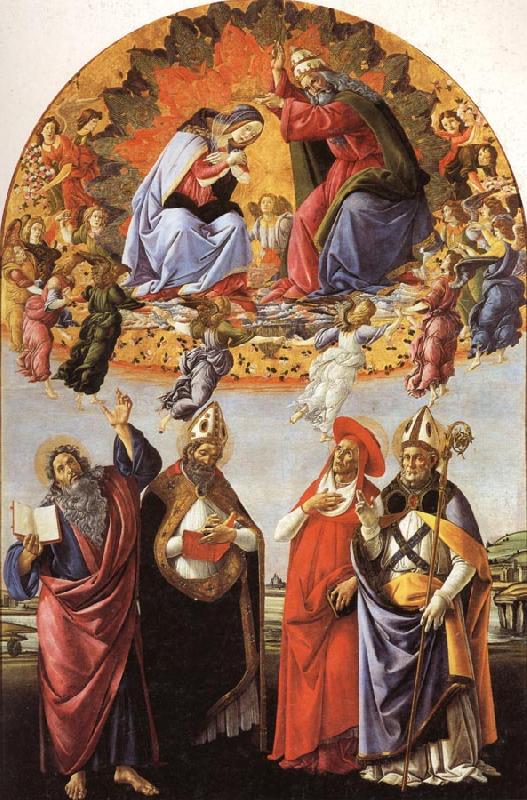 Sandro Botticelli The Coronation of the Virgin with SS.Eligius,John the Evangelist,Au-gustion,and Jerome Sweden oil painting art
